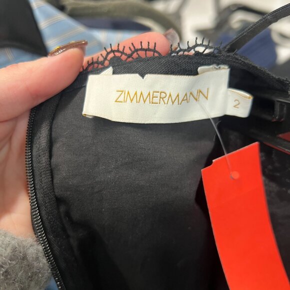 $1750 Zimmermann Black Embroidered Linen Silk Mini Hypnotic Dress size 2/Medium - Picture 12 of 13